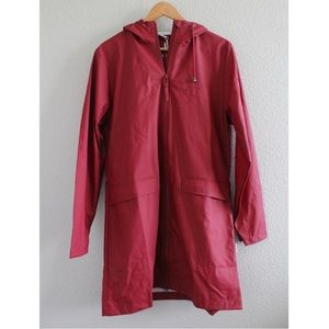 RAINS Scarlet Red Hooded Slicker Raincoat